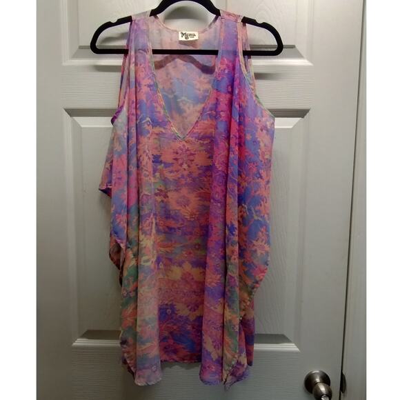 Show Me Your Mumu Size Large Colorful Floral Peta Boo Tunic Malibu Love Inns Top - Picture 2 of 7